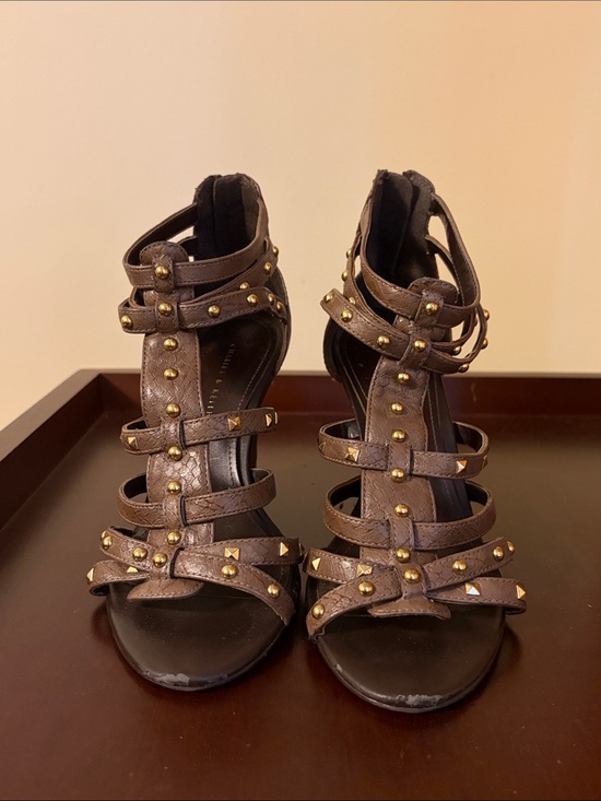 Charles & Keith Shoes - Studded Brown Strappy High-Heel Sandals - Women